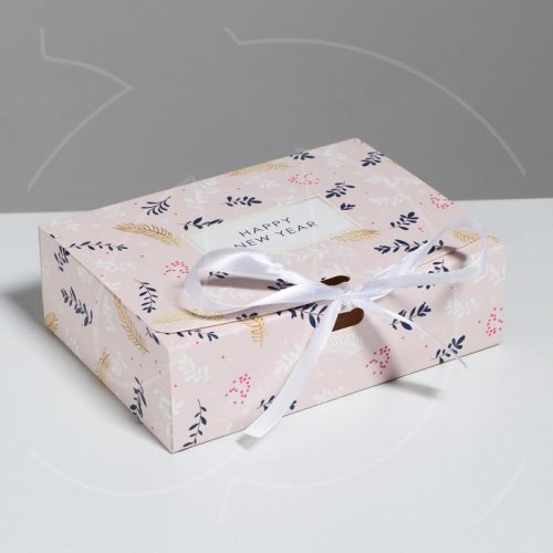Коробка для сладостей "Happy New Year" Розовая 16,5х12х5 см 5004045
