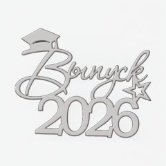 Топпер декоративный акриловый "Выпуск 2026. Шапочка выпускника" Серебро 12х9 см ТСК474
