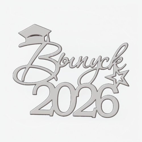 Топпер декоративный акриловый "Выпуск 2026. Шапочка выпускника" Серебро 12х9 см ТСК474